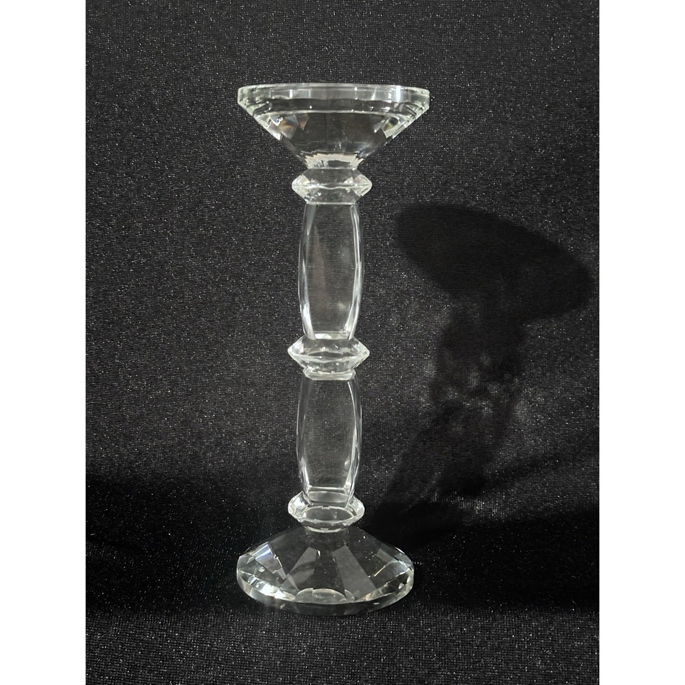 Lafayette Crystal candle holder 10 1/2" Beautiful Square Pattern Cut - Picture 6 of 16
